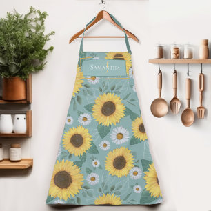Country Yellow Sunflower Monogram Name Apron