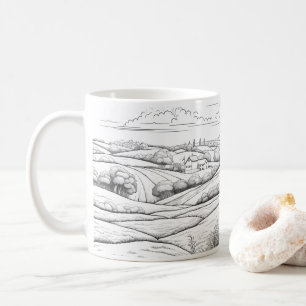 Countryside And Agriculture In Sketch Style Coffee Mug