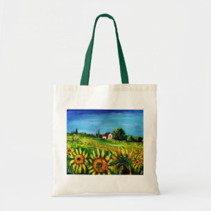 COUNTRYSIDE AND SUNFLOWERS IN TUSCANY - TOTE BAG