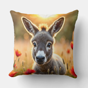 Countryside donkey curious eyes peaceful art cushion