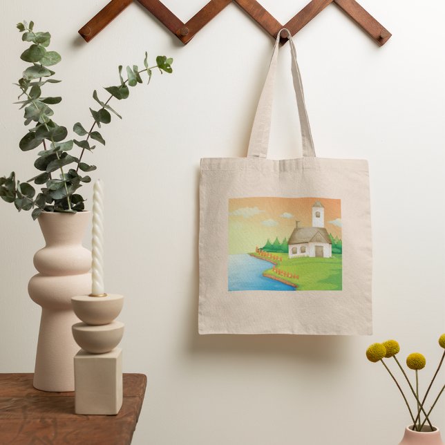 Countryside House by the Lake Tote Bag (Creator Uploaded)