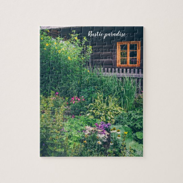 Countryside house with a colourful garden jigsaw puzzle (Vertical)