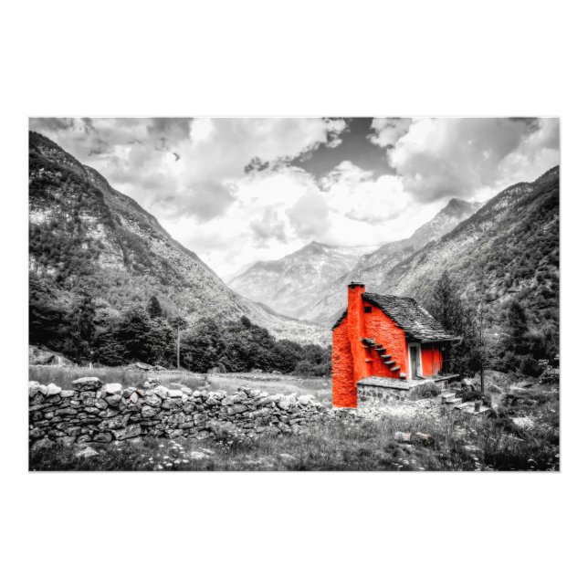 Countryside Landscape Black and White Photography Photo Print (Front)