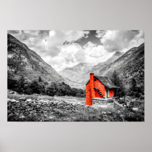 Countryside Landscape Black and White Photography Poster
