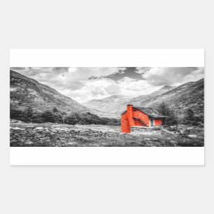 Countryside Landscape Black and White Photography Rectangular Sticker