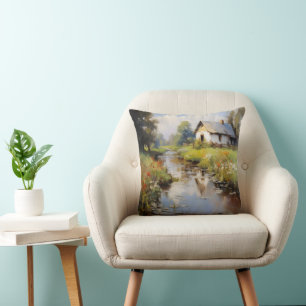 Countryside Landscape Impressionism Cushion