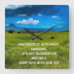 Countryside Landscape of Saint Kitts Square Wall Clock