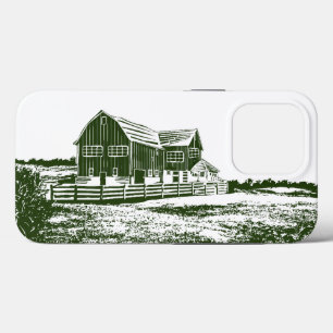 Countryside landscape woodcut style farm house iPhone 13 pro case