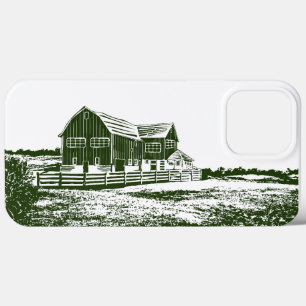 Countryside landscape woodcut style farm house iPhone 13 pro max case