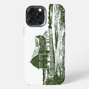 Countryside landscape woodcut style farm house iPhone 13 pro max case
