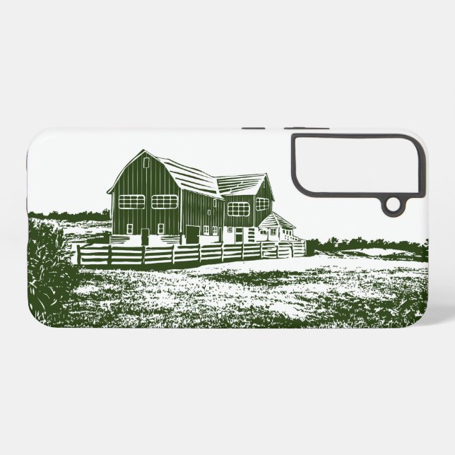 Countryside landscape woodcut style farm house samsung galaxy s22+ case (Back Horizontal)