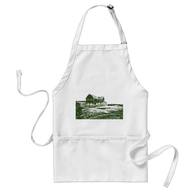 Countryside landscape woodcut style farm house standard apron (Front)