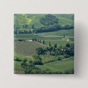 Countryside near Montepulciano, Val d'Orcia, 15 Cm Square Badge