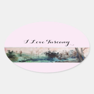 COUNTRYSIDE OF MAREMMA TUSCANY LANDCSAPE OVAL STICKER