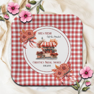 Countryside Picnic Gingham Bridal Shower Paper Plate