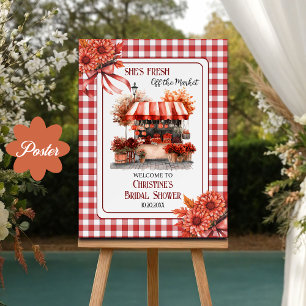 Countryside Picnic Gingham Bridal Shower Welcome Poster
