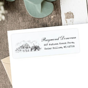 Countryside Rustic Barn Farmhouse Return Address  Label