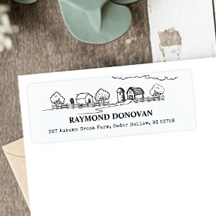 Countryside Rustic Farmhouse Return Address  Label