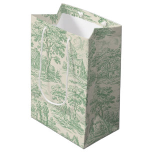 Countryside Sage Green Toile Farm Animal Medium Gift Bag