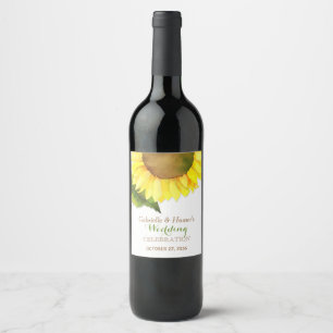 Countryside Sunflower Wedding Wine Label