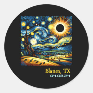 Countryside Total Solar Eclipse Blanco Texas Classic Round Sticker