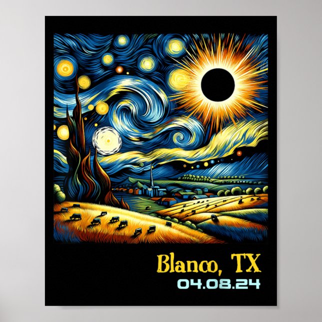 Countryside Total Solar Eclipse Blanco Texas Poster (Front)