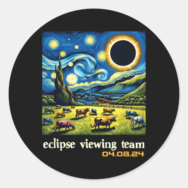 Countryside Total Solar Eclipse Eclipse Viewing Classic Round Sticker (Front)