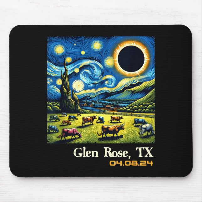 Countryside Total Solar Eclipse Glen Rose Texas Mouse Pad (Front)