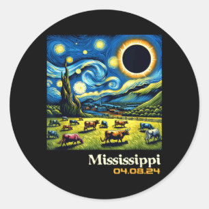 Countryside Total Solar Eclipse Mississip MS Classic Round Sticker