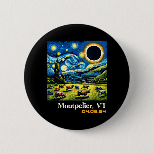 Countryside Total Solar Eclipse Montpelier Vermont 6 Cm Round Badge