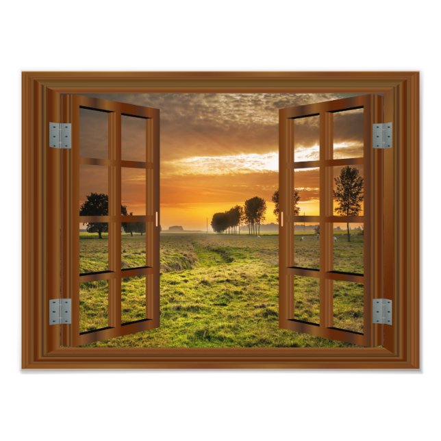 Countryside Twilight Cow Farm USA Photo Print (Front)