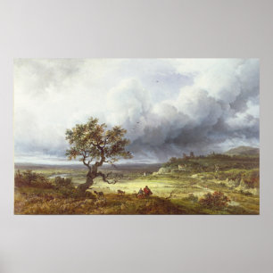 Countryside under a Stormy Sky Poster