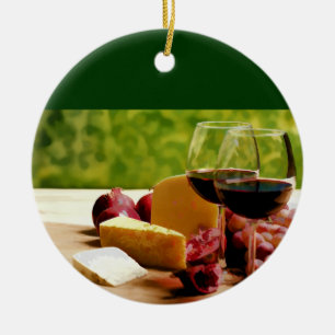 Countryside Wine, Cheese & Fruit Ceramic Tree Decoration