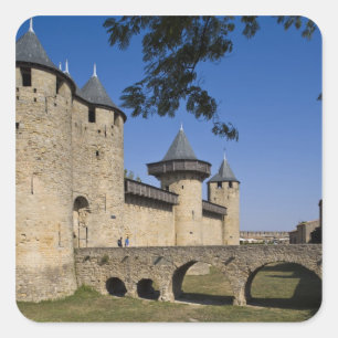 Counts Castle, Carcassonne, Aude, Languedoc, Square Sticker