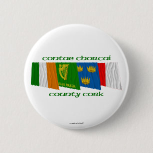 County Cork Flags 6 Cm Round Badge