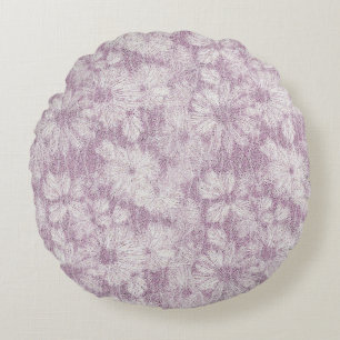 County Cottage Velvety Lilac Daisy Round Cushion