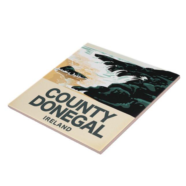 County Donegal Seaside travel poster Ceramic Tile (Side)