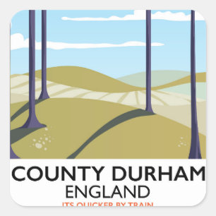 County Durham, England train poster Square Sticker