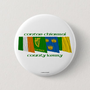 County Kerry Flags 6 Cm Round Badge
