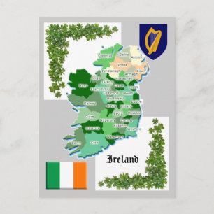 County Map of Ireland Postcard