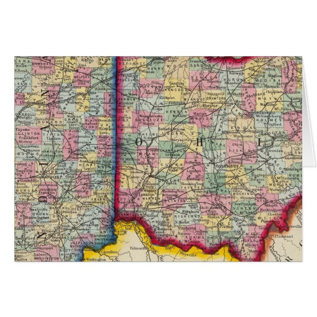 County Map Of Ohio, And Indiana (Front Horizontal)