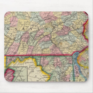 County Map Of Pennsylvania, New Jersey Mouse Pad