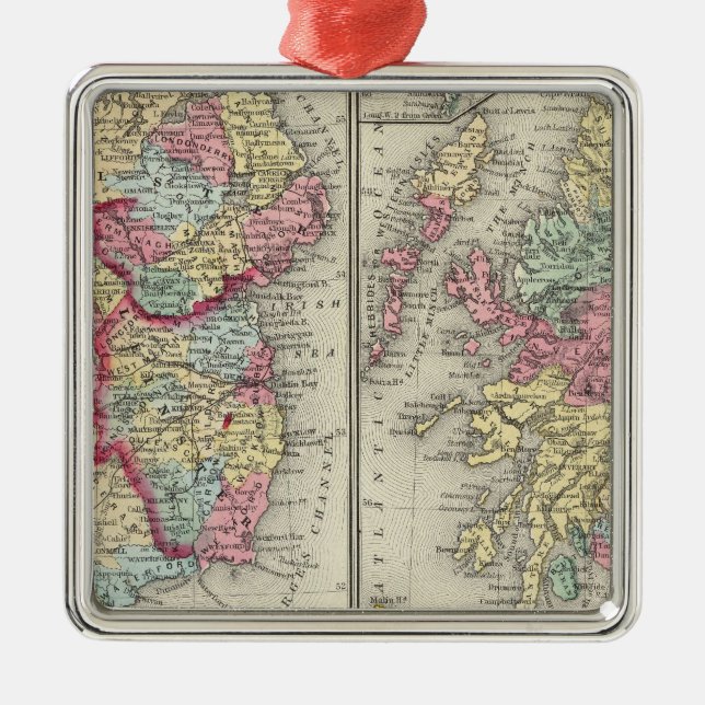 County Map Of Scotland Metal Tree Decoration (Front)