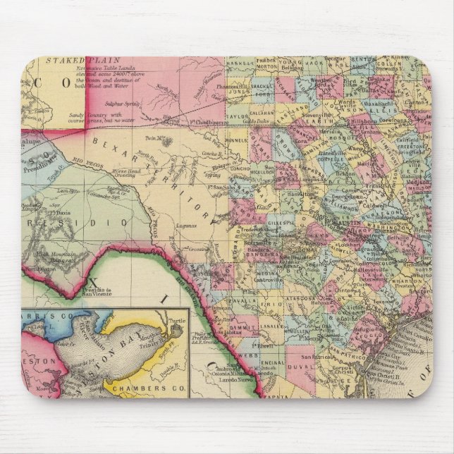 County Map Of Texas Mouse Pad (Front)