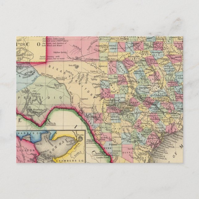 County Map Of Texas Postcard (Front)