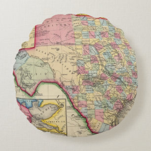 County Map Of Texas Round Cushion