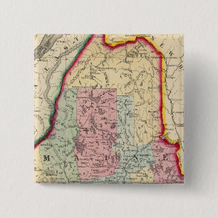 County Map Of The State Of Maine 15 Cm Square Badge