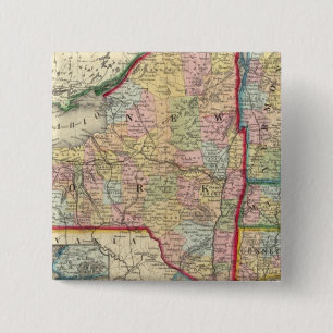 County Map Of The States Of New York 15 Cm Square Badge