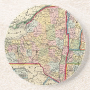 County Map Of The States Of New York Coaster