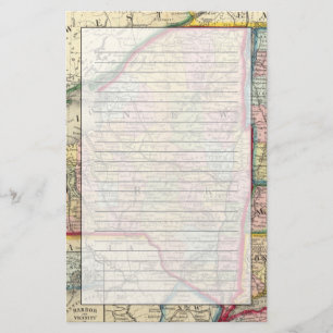 County Map Of The States Of New York Stationery